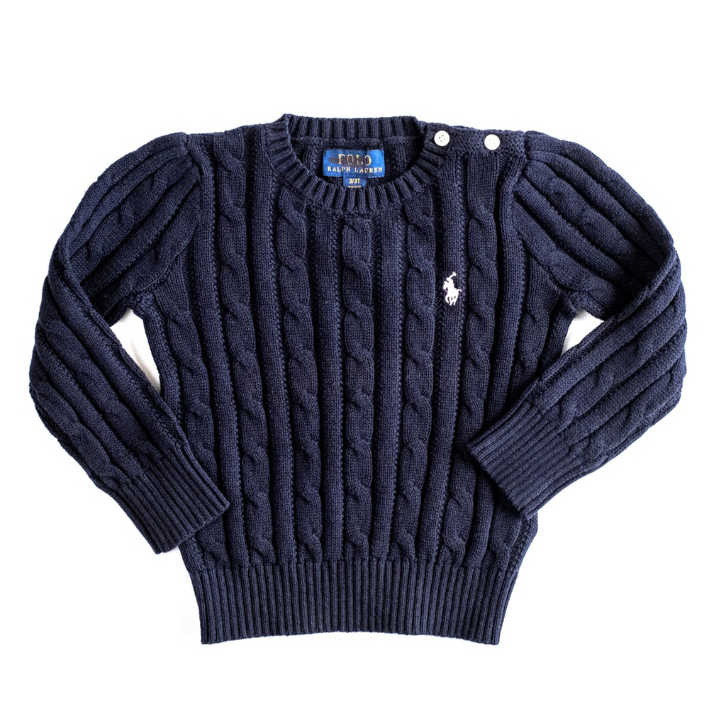 Girls Polo Ralph Lauren Cable-Knit Cotton Sweater Navy Blue NWOT - Size 3Y - Picture 5 of 10